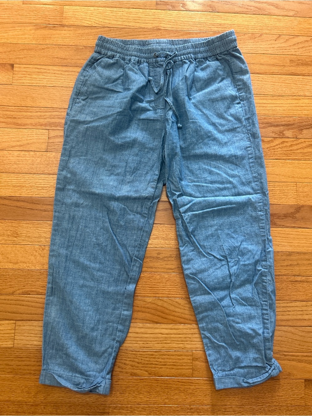J.Crew Chambray Lightweight Drawstring Pants  Womens Size 6 Blue Relaxed Fit